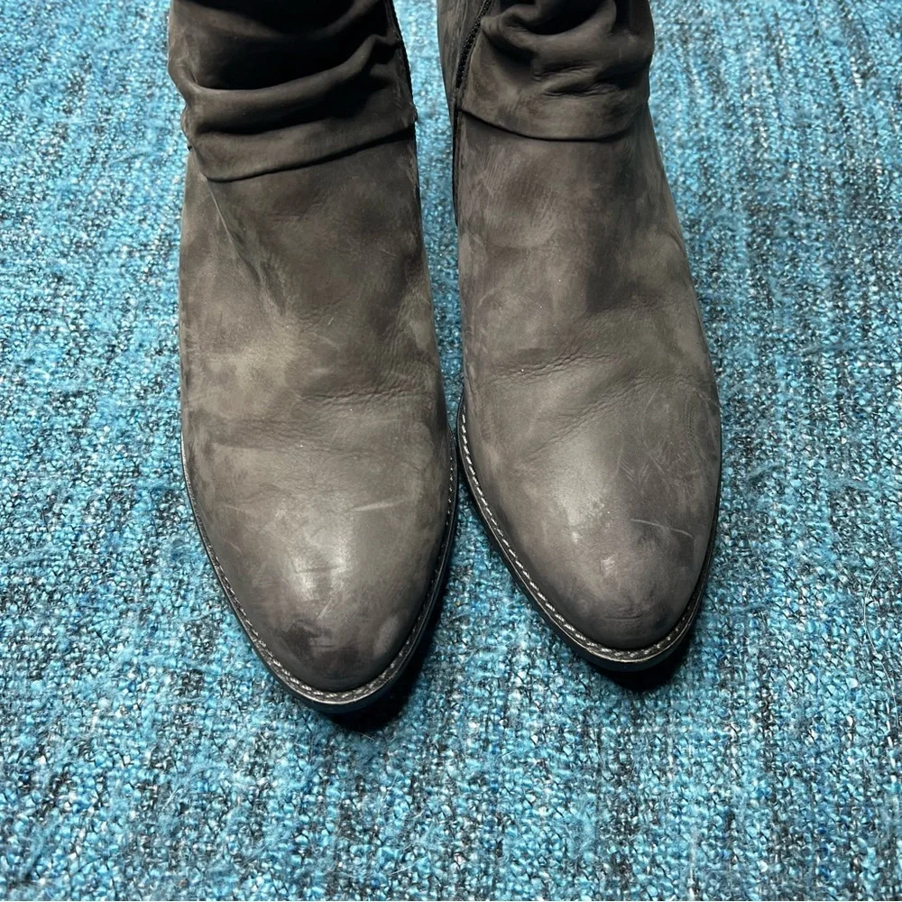 Paul Green Tanner Nubuck Leather Slouch Ankle Booties in Grey Women's Size 7.5